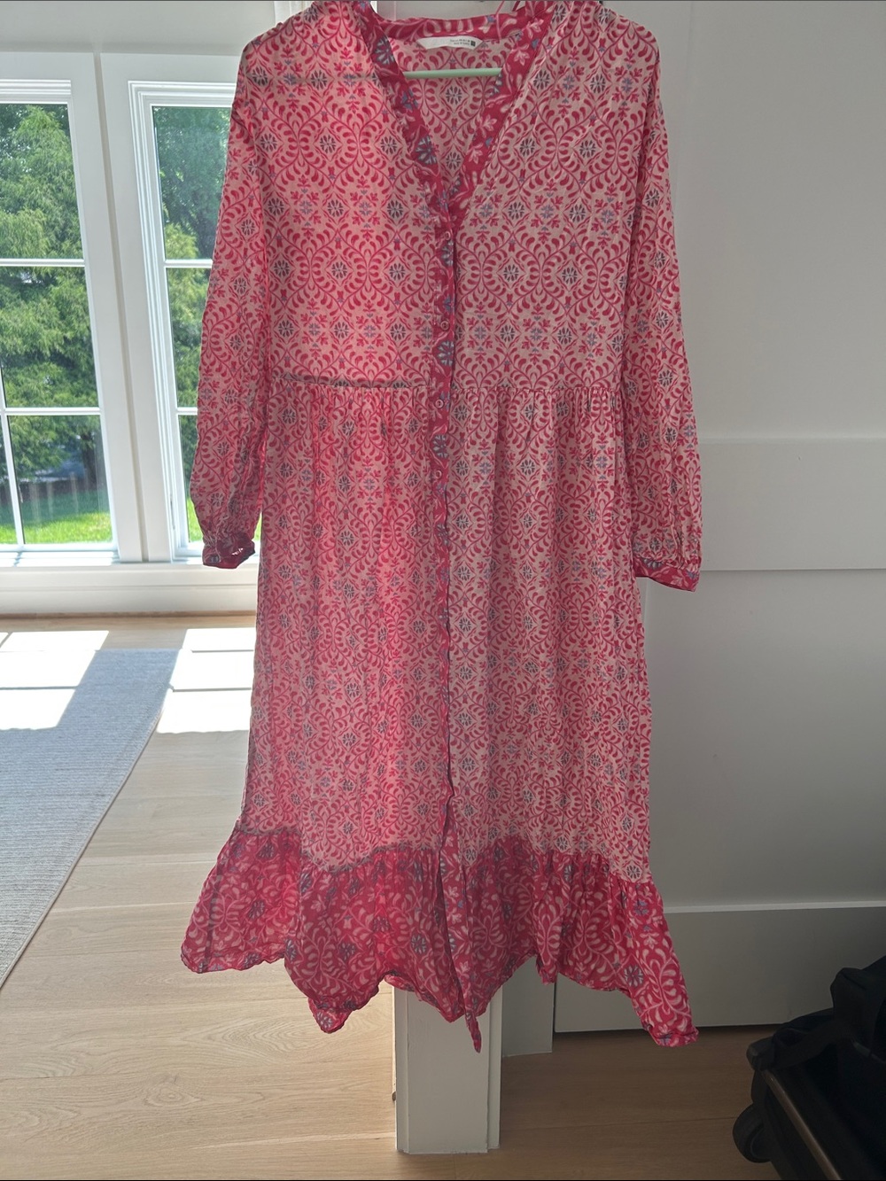 Zara Pink and White Printed Maxi Dress